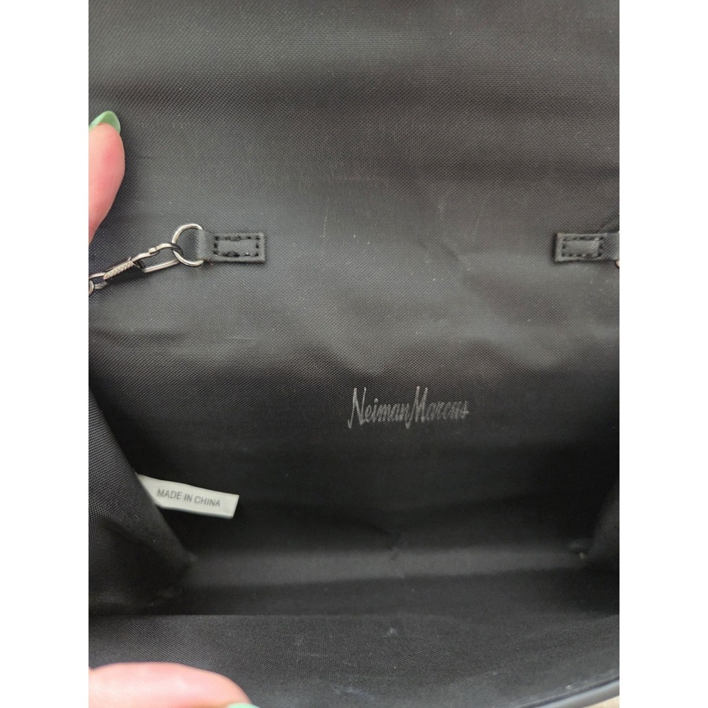 Neiman Marcus Black Evening Bag Studded Chain Strap Clutch Purse Cocktail Party - Picture 5 of 9